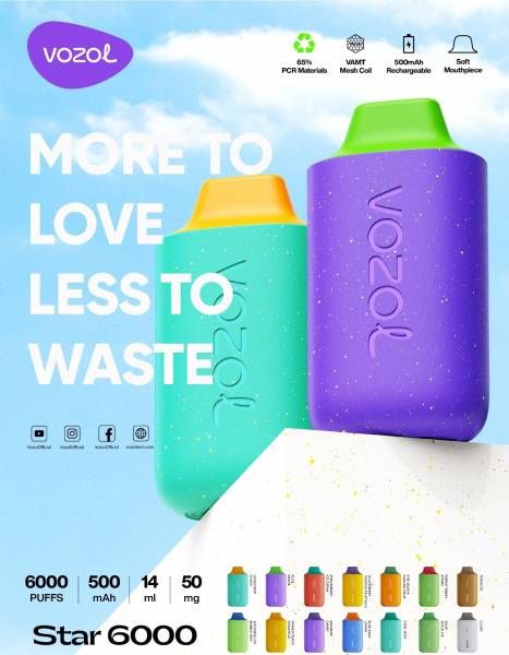 ЛЕДЯНОЙ АНАНАС ЛАЙМ VOZOL STAR 6000 затяжек 2% nic  Одноразовая электронная сигарета